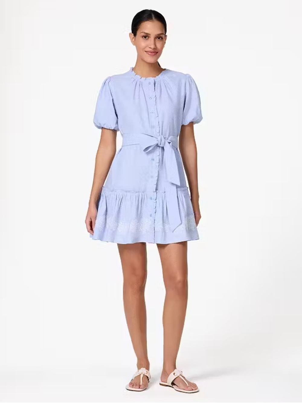 kate spade Light Blue Button-Front Tie-Waist Dress